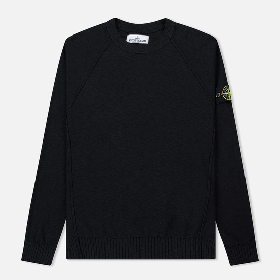 Мужской свитер Stone Island Ribbed Collar Horizontal Garment Dye Black