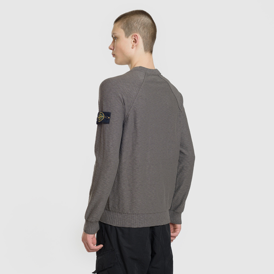 Мужской свитер Stone Island Ribbed Collar Horizontal Garment Dye Blue Grey
