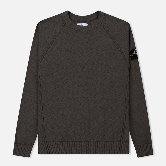 Мужской свитер Stone Island Ribbed Collar Horizontal Garment Dye Blue Grey