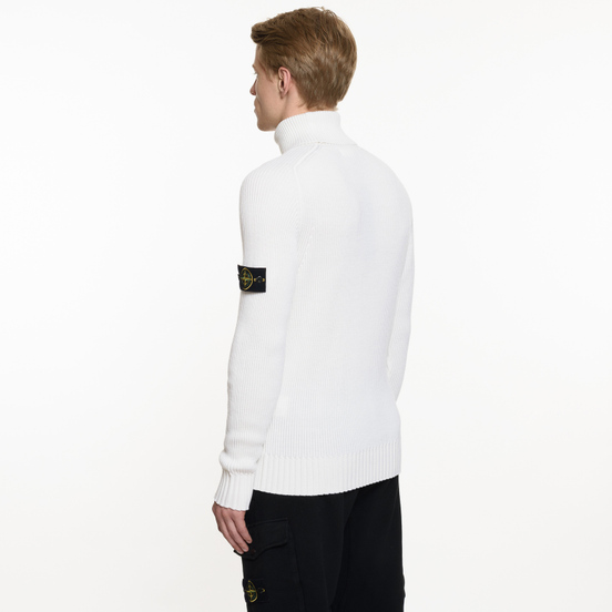 Мужской свитер Stone Island Ribbed Light Wool Roll Neck White