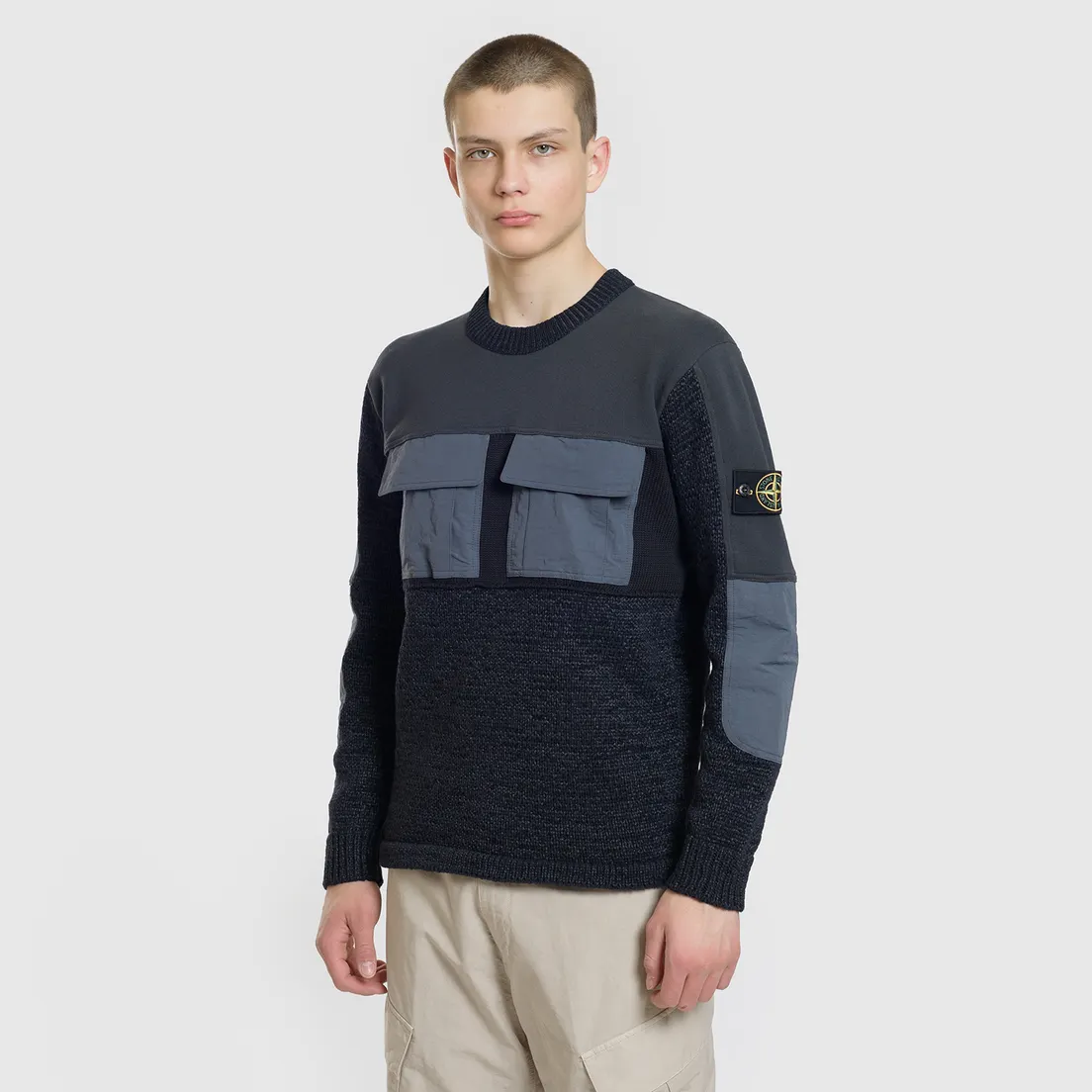 Stone Island Мужской свитер Round Neck Nylon Webbing