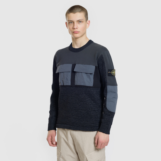 Мужской свитер Stone Island Round Neck Nylon Webbing Black