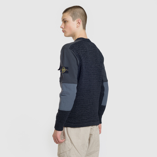 Мужской свитер Stone Island Round Neck Nylon Webbing Black
