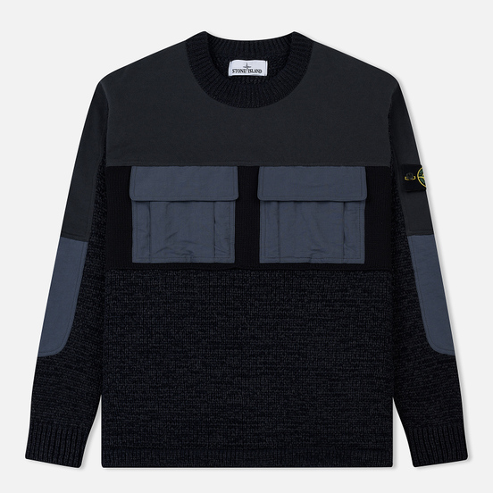 Мужской свитер Stone Island Round Neck Nylon Webbing Black