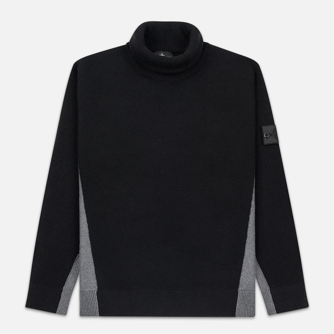 Мужской свитер Stone Island Shadow Project Bicolor Stretch Wool And Alpaca Blend Charcoal