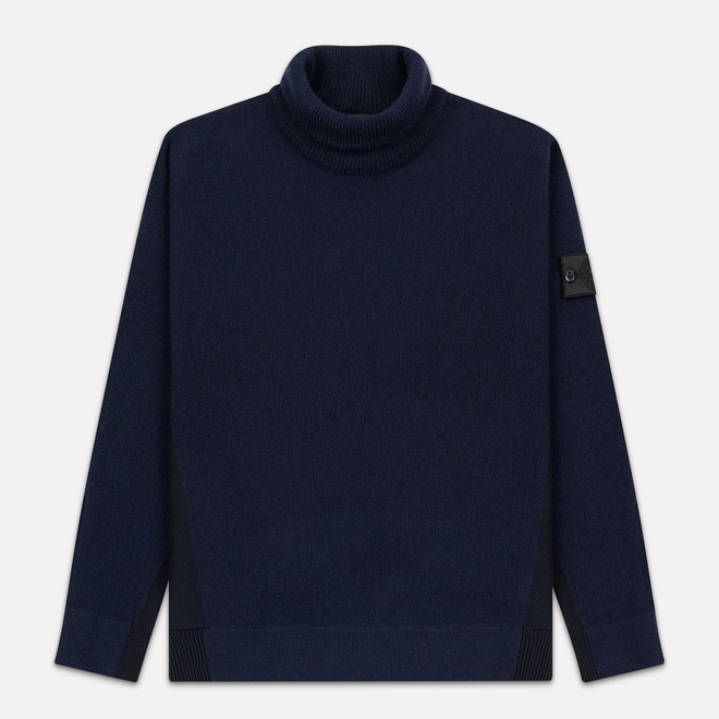 Мужской свитер Stone Island Shadow Project Bicolor Stretch Wool And Alpaca Blend Navy
