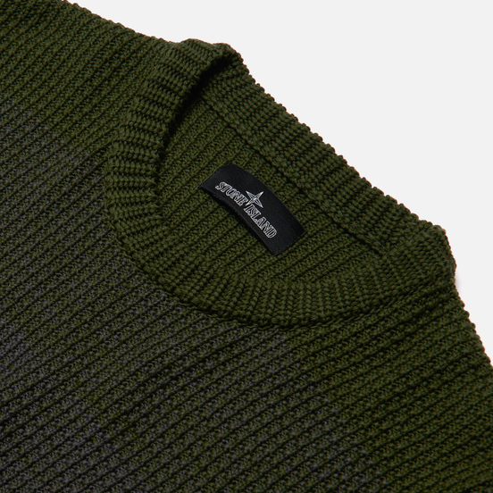Мужской свитер Stone Island Shadow Project Gradient Effect Garter Stitch Stripes Olive Green