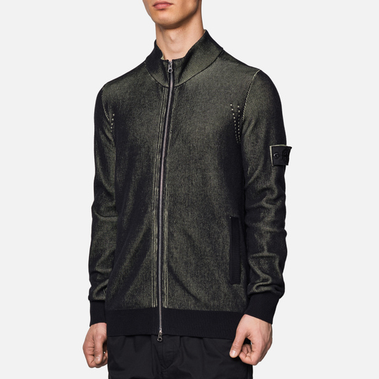 Мужской свитер Stone Island Shadow Project Two Colour Full Zipper Cardigan Black