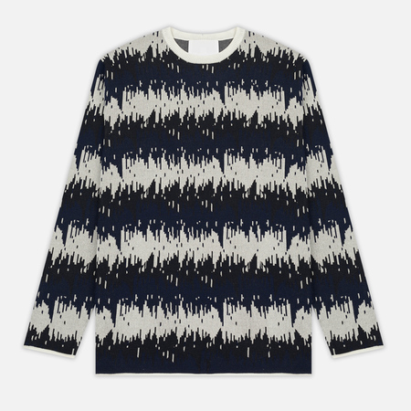Мужской свитер White Mountaineering Wave Camouflage Jacquard Round Neck Knit Navy
