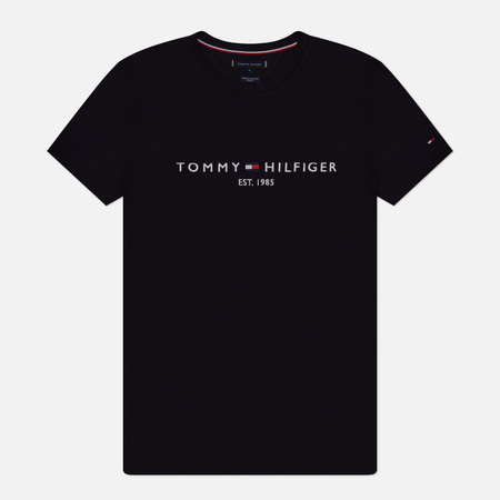 фото Мужская футболка tommy hilfiger core tommy logo, цвет чёрный, размер s