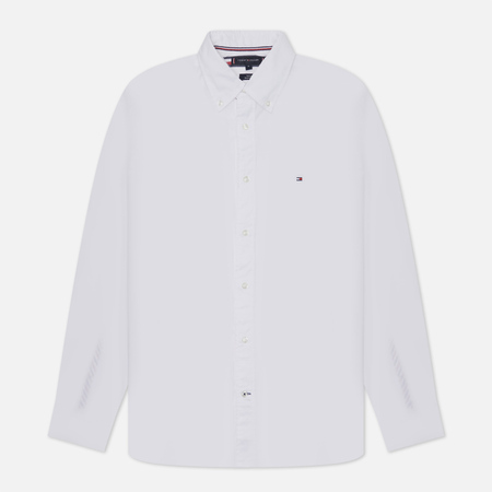 фото Мужская рубашка tommy hilfiger core flex poplin regular fit, цвет белый, размер s