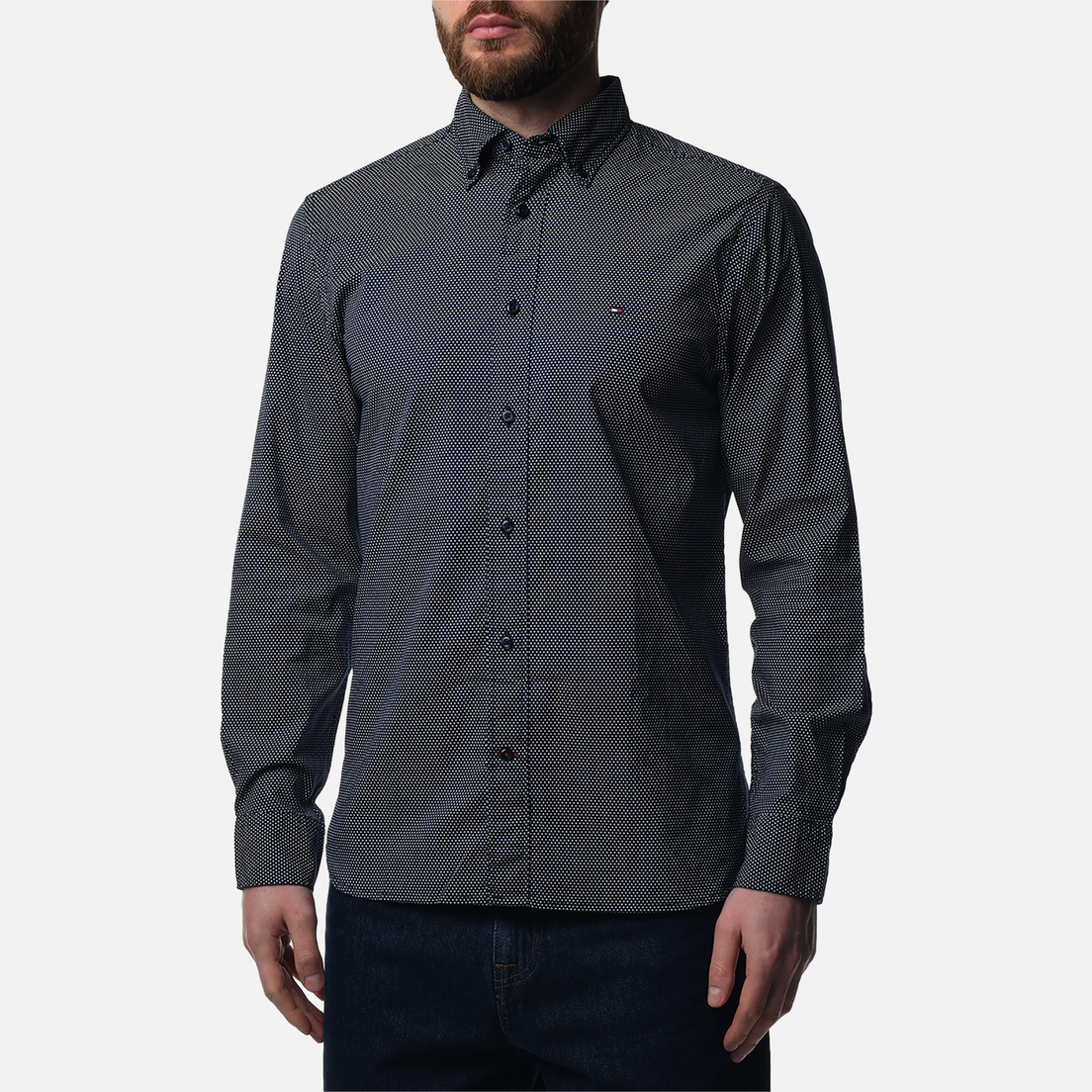 Tommy Hilfiger Мужская рубашка BT-Core Flex Mini Geo Print Regular Fit