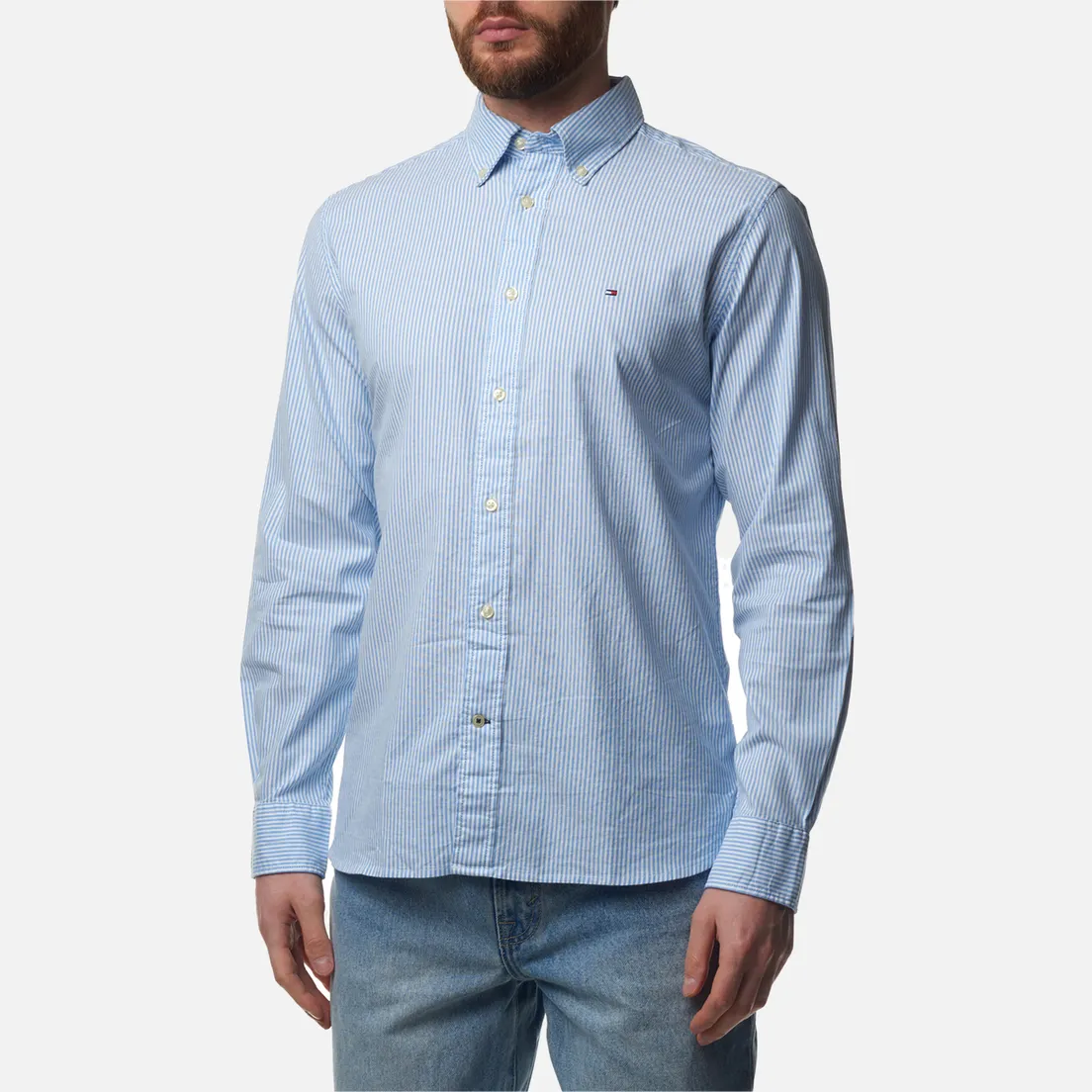 Tommy Hilfiger Мужская рубашка Core 1985 Flex Oxford Stripe Regular Fit
