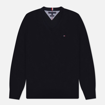 фото Мужской свитер tommy hilfiger 1985 v-neck, цвет чёрный, размер s