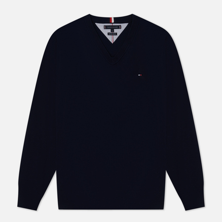 фото Мужской свитер tommy hilfiger 1985 v-neck, цвет синий, размер s