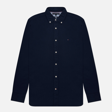 фото Мужская рубашка tommy hilfiger flex brushed twill regular fit, цвет синий, размер s