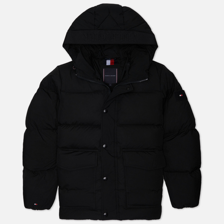 фото Мужской пуховик tommy hilfiger classic down hooded, цвет чёрный, размер s