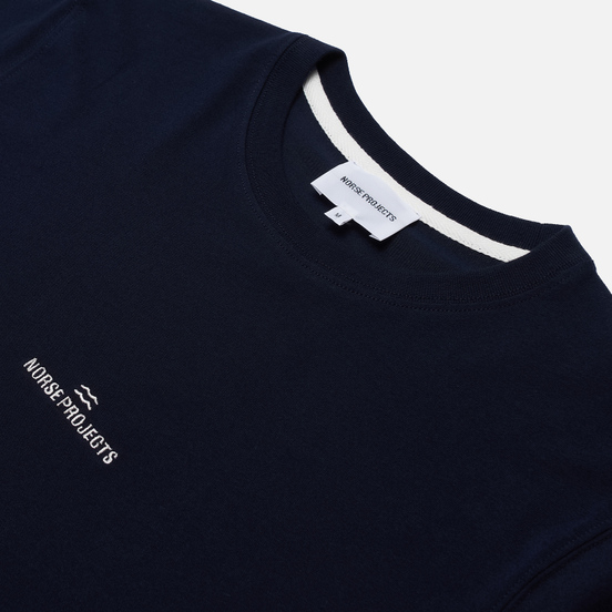 Мужская футболка Norse Projects Niels Norse Projects Wave Logo Dark Navy