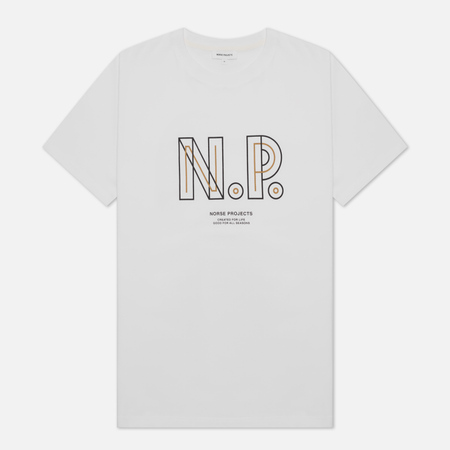 Мужская футболка Norse Projects Niels Teknisk Logo, цвет белый, размер L