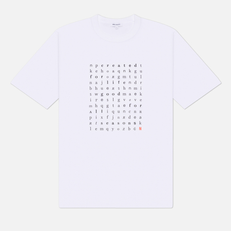 Мужская футболка Norse Projects Elmelunde Organic Dry Cotton Crossword, цвет белый, размер XL