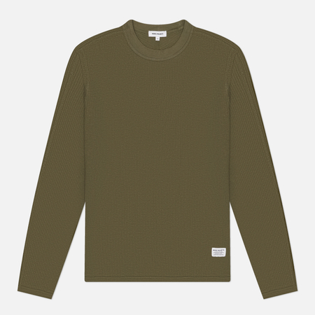 Мужской лонгслив Norse Projects Stevns Cotton Hemp Military Rib, цвет оливковый, размер XXL