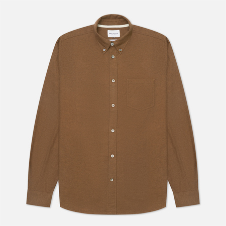 Мужская рубашка Norse Projects Anton Brushed Flannel, цвет коричневый, размер M