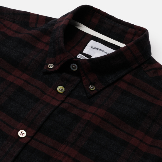 Мужская рубашка Norse Projects Anton Brushed Flannel Check Eggplant Brown
