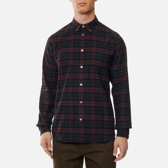Мужская рубашка Norse Projects Anton Brushed Flannel Check Eggplant Brown