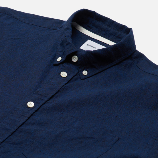 Мужская рубашка Norse Projects Osvald Button Down Cotton Linen Ultra Marine