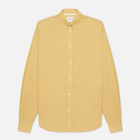 Мужская рубашка Norse Projects Osvald Button Down Cotton Linen, цвет жёлтый, размер XXL