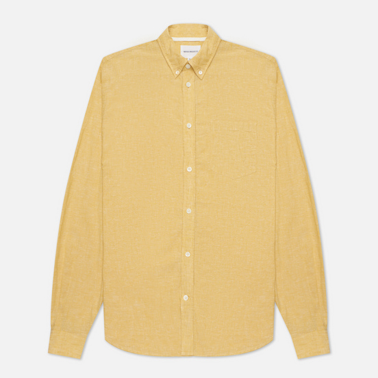 Мужская рубашка Norse Projects Osvald Button Down Cotton Linen Sunwashed Yellow