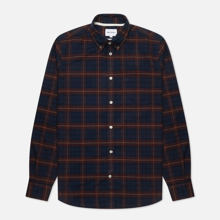 Мужская рубашка Norse Projects Anton Brushed Flannel Check, цвет бордовый, размер L