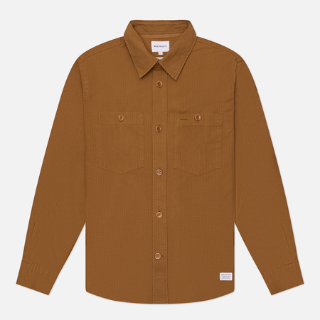 Мужская рубашка Norse Projects Algot Cotton Ripstop Relaxed, цвет коричневый, размер M