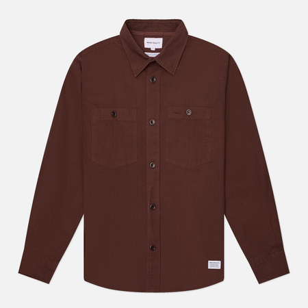 Мужская рубашка Norse Projects Algot Cotton Ripstop Relaxed, цвет коричневый, размер XL