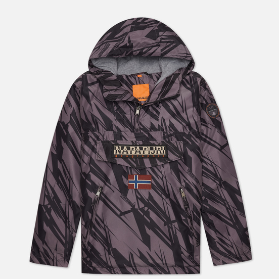 Мужская куртка анорак Napapijri Rainforest Pocket Print Grey/Black
