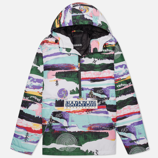 Мужская куртка анорак Napapijri Revontulet All Over Print White/Multi-Color