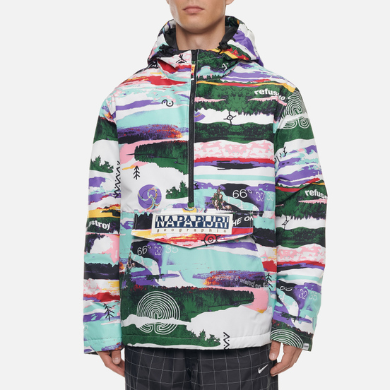 Мужская куртка анорак Napapijri Revontulet All Over Print White/Multi-Color