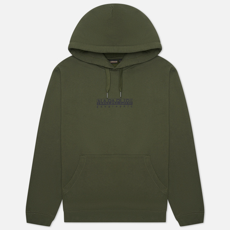 фото Мужская толстовка napapijri box hoodie loose fit, цвет зелёный, размер s