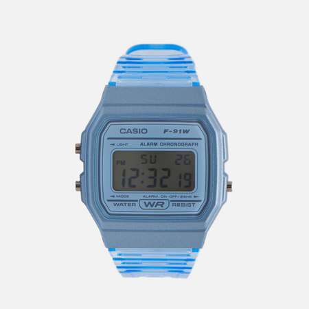 фото Наручные часы casio collection f-91ws-2, цвет голубой