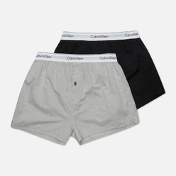 Комплект мужских трусов Calvin Klein Underwear 2-Pack Boxer Slim Black/Melange Grey