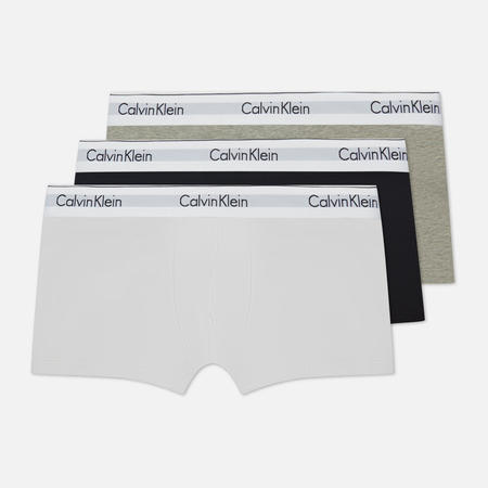 фото Комплект мужских трусов calvin klein underwear 3-pack trunk modern cotton, цвет комбинированный, размер s