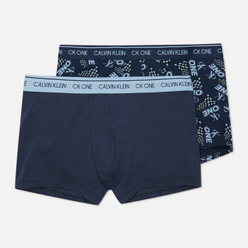 Комплект мужских трусов Calvin Klein Underwear 2-Pack Trunk Blue Shadow/Racing Print