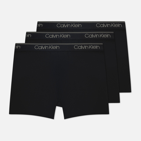 фото Комплект мужских трусов calvin klein underwear 3-pack boxer brief micro stretch wicking, цвет чёрный, размер s