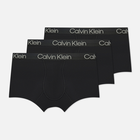 фото Комплект мужских трусов calvin klein underwear 3-pack trunk modern structure, цвет чёрный, размер s