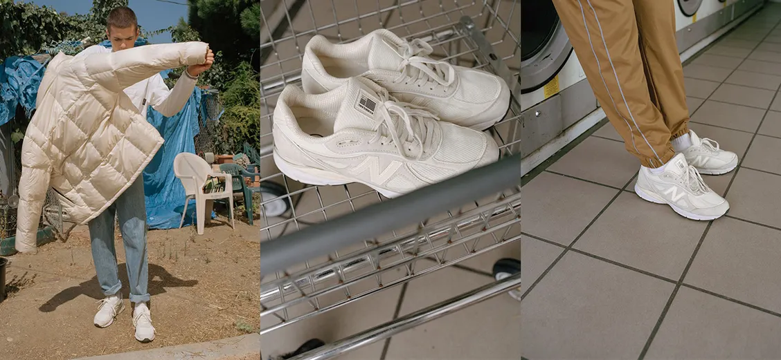 New Balance × Stussy 990v4: кремовые реки