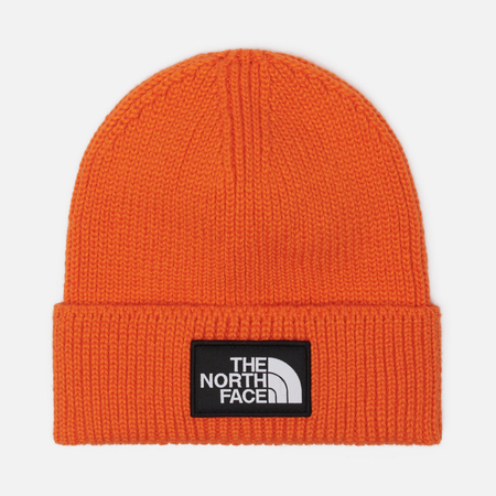 Шапка The North Face Logo Box Cuffed Recycled, цвет оранжевый