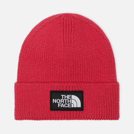 Шапка The North Face Logo Box Cuffed Recycled, цвет розовый