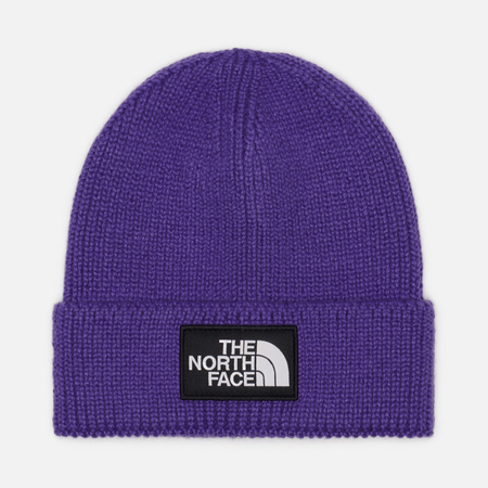 Шапка The North Face TNF Logo Box Cuffed Recycled, цвет фиолетовый