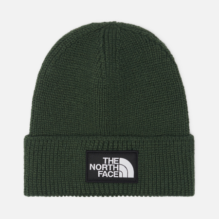 Шапка The North Face Logo Box Cuffed Recycled, цвет зелёный