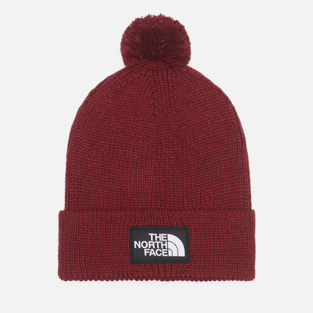  Шапка The North Face TNF Logo Box Pom Recycled, цвет бордовый